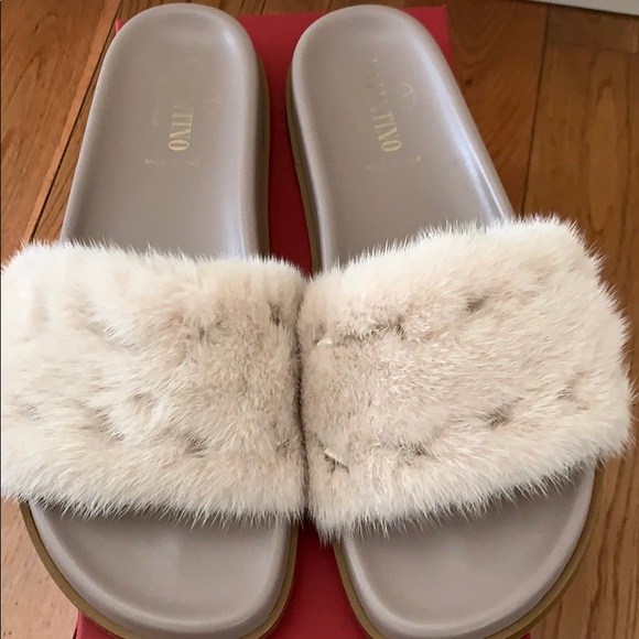 valentino fur slides